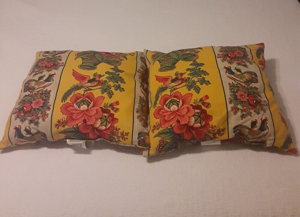 Waverly Vintage Rooster,Floral, Bird Decorative Pillows x 2 NOTE